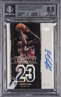 2003-04 UD "Exquisite Collection" Number Pieces #LJ LeBron James Signed Rookie Card (#02/23) – BGS NM-MT+ 8.5/BGS 10
